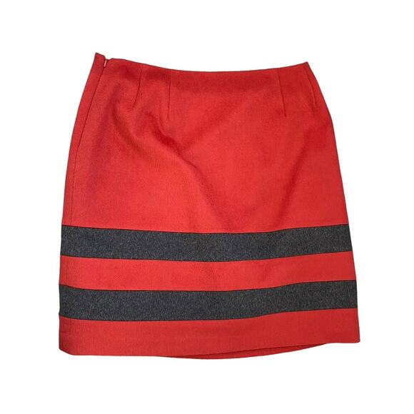 Size 12 J.‎ McLaughlin Skirt Gray Orange Stripe Cashmere Wool Blend Classic Line - Picture 4 of 6